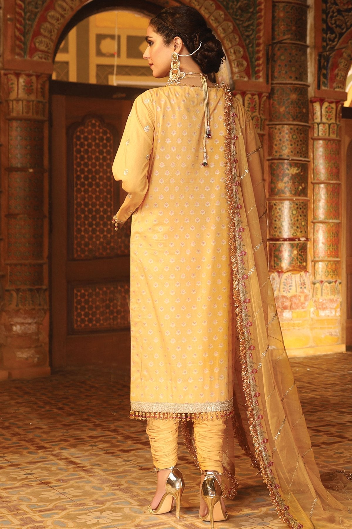 Alkaram - 3 Pc Embroidered Suit With Poly Net Dupatta
