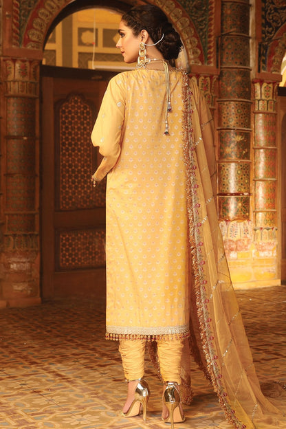 Alkaram - 3 Pc Embroidered Suit With Poly Net Dupatta