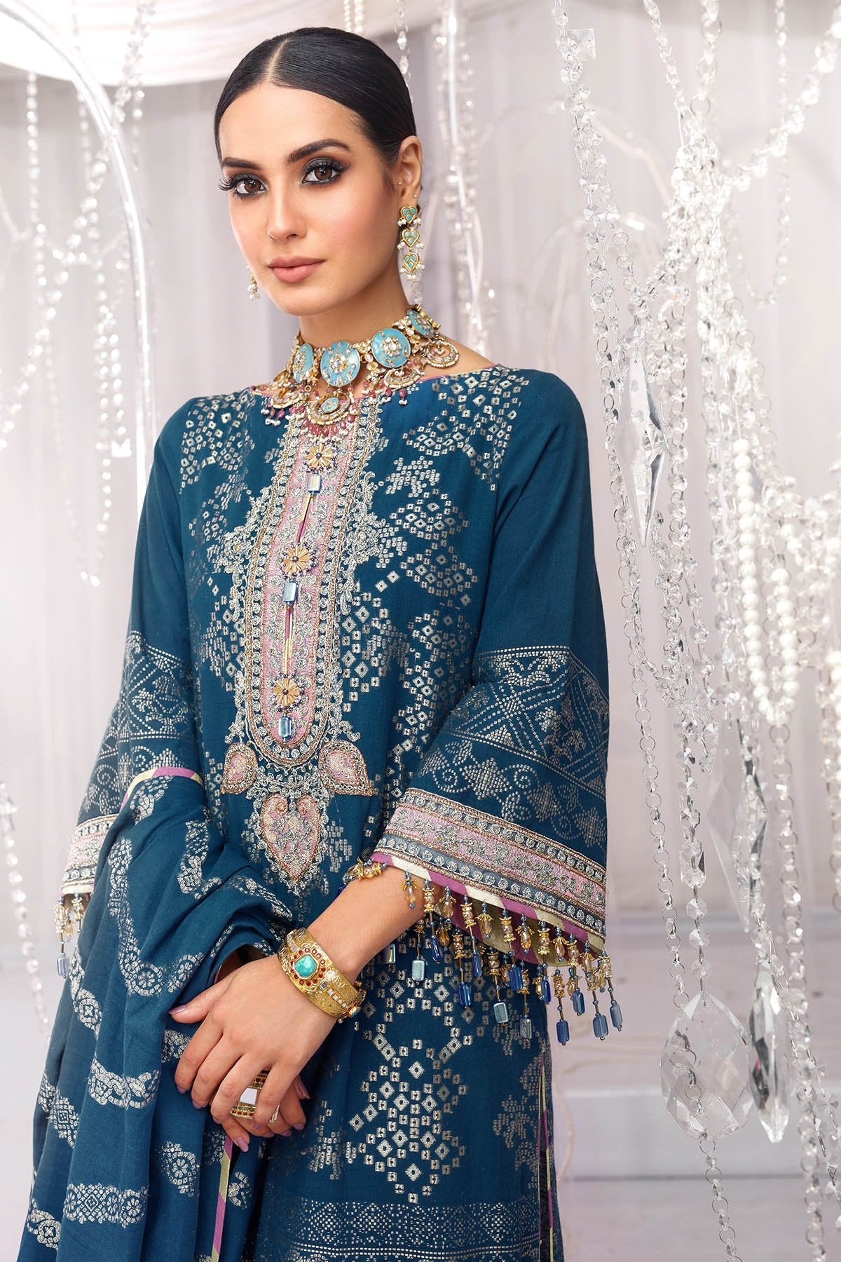 Alkaram - Three Piece Embroidered Jacquard Shirt With Jacquard Dupatta