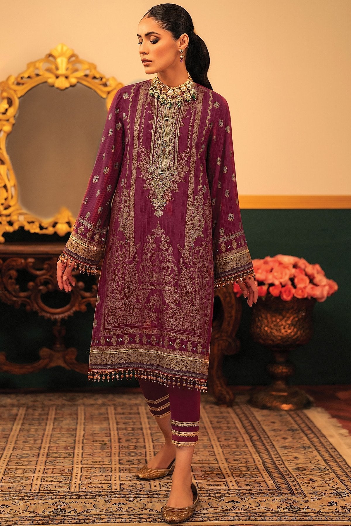 1 Pc Embroidered Doriya Shirt