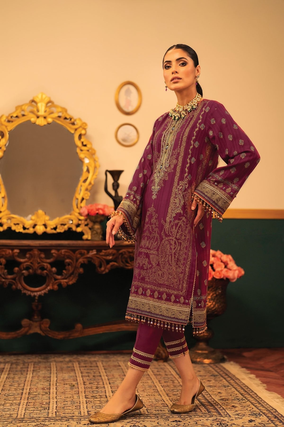 1 Pc Embroidered Doriya Shirt