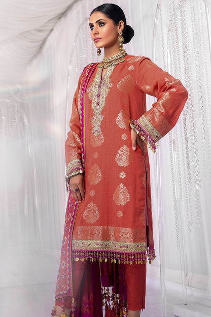Alkaram - Three Piece Embroidered Jacquard Shirt With Cotton Silk Dupatta