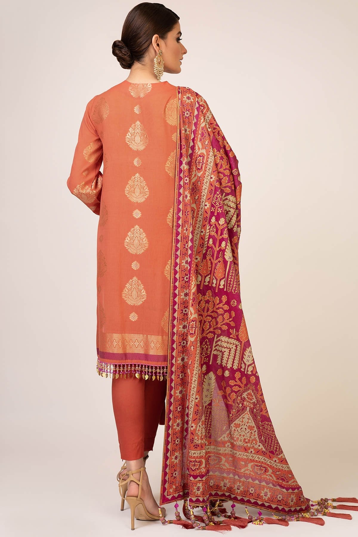 Alkaram - Three Piece Embroidered Jacquard Shirt With Cotton Silk Dupatta