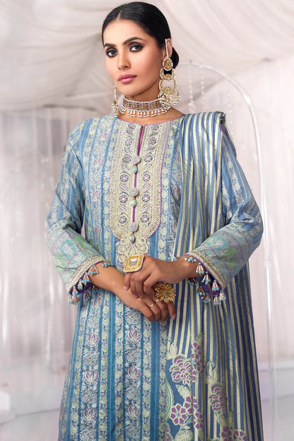 Alkaram - Two Piece Embroidered Cotton Zarri Shirt With Cotton Silk Dupatta