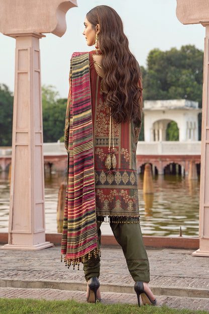 Alkaram - 3 Pc Printed Jacquard Suit With Cotton Silk Dupatta