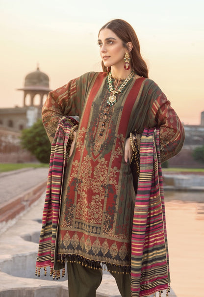 Alkaram - 3 Pc Printed Jacquard Suit With Cotton Silk Dupatta