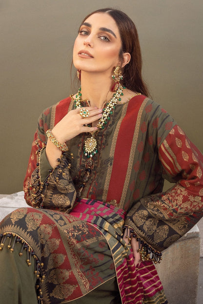 Alkaram - 3 Pc Printed Jacquard Suit With Cotton Silk Dupatta