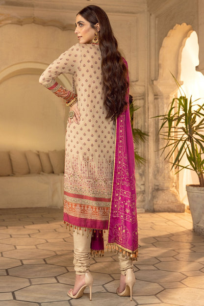 Alkaram - 3 Pc Embroidered Jacquard Suit With Cotton Silk Dupatta