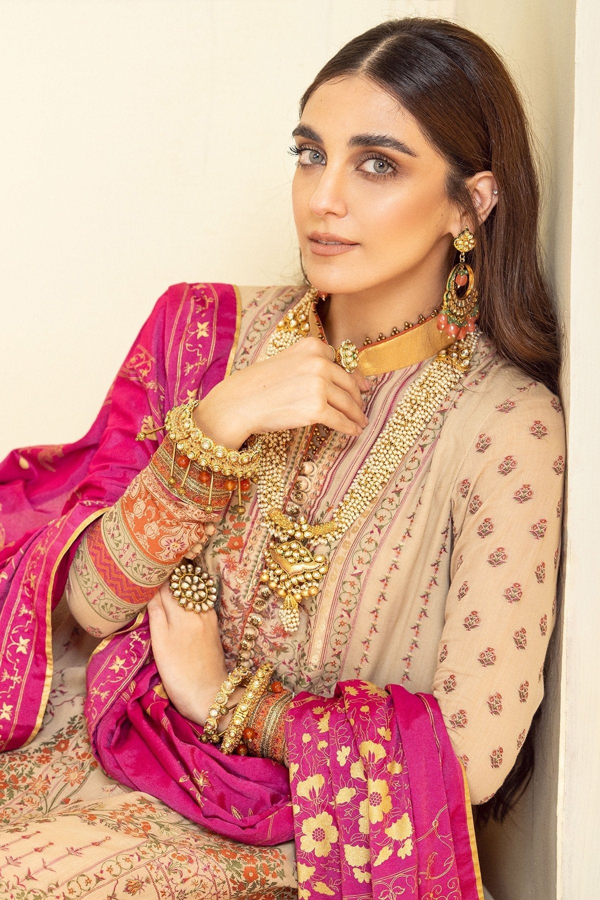 Alkaram - 3 Pc Embroidered Jacquard Suit With Cotton Silk Dupatta