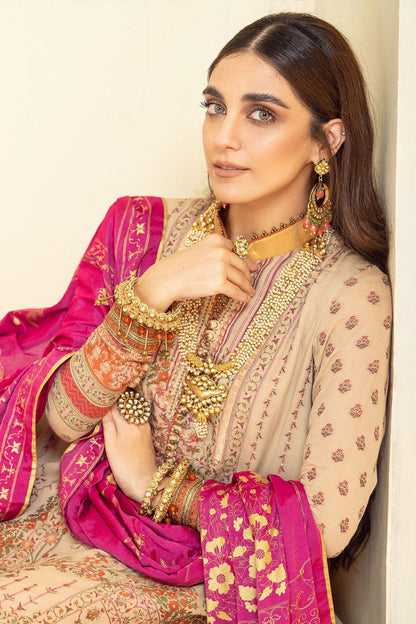 Alkaram - 3 Pc Embroidered Jacquard Suit With Cotton Silk Dupatta