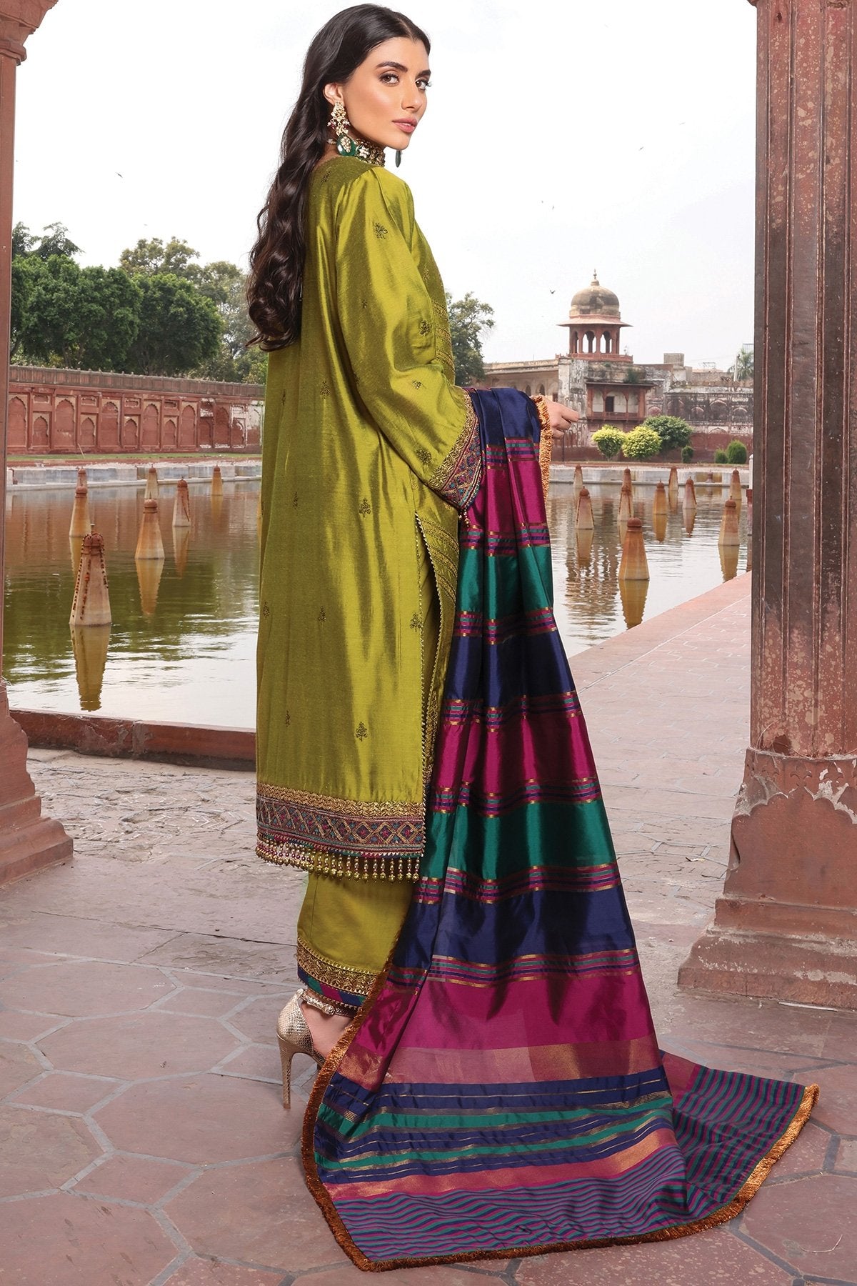 Alkaram - 2 Pc Embroidered Silk Suit With Yarn Dyed Dupatta