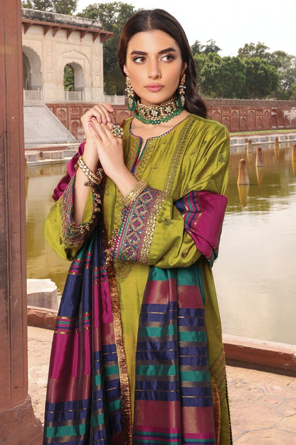 Alkaram - 2 Pc Embroidered Silk Suit With Yarn Dyed Dupatta