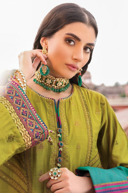 Alkaram - 2 Pc Embroidered Silk Suit With Yarn Dyed Dupatta