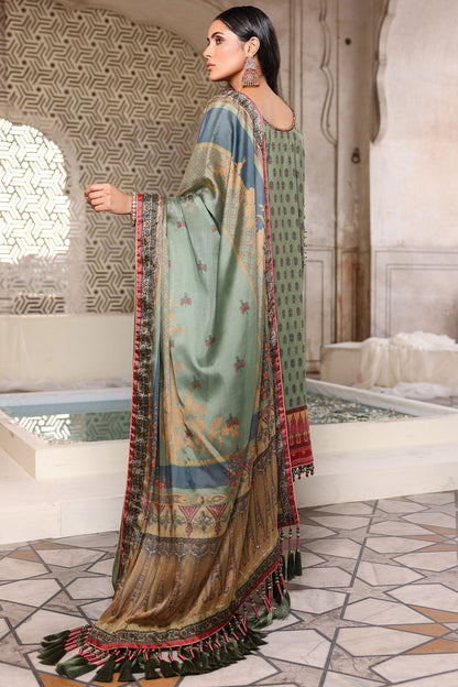 Alkaram - 3 Pc Embroidered Cotton Net Suit With Silk Dupatta