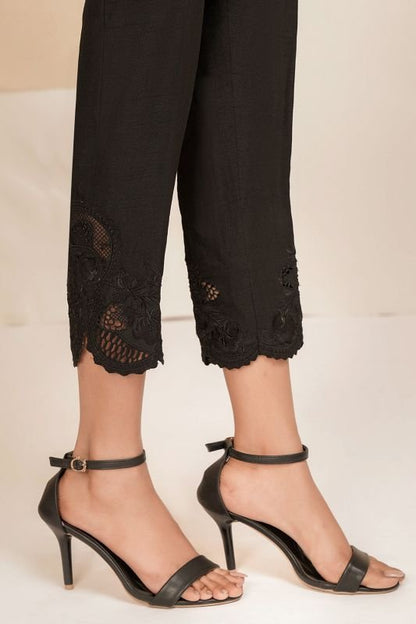 Embroidered Raw Silk Trouser