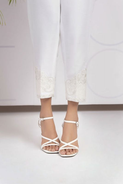 Embroidered Raw Silk Trouser