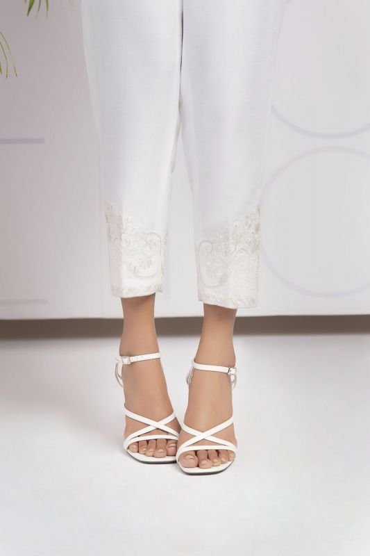 Embroidered Raw Silk Trouser