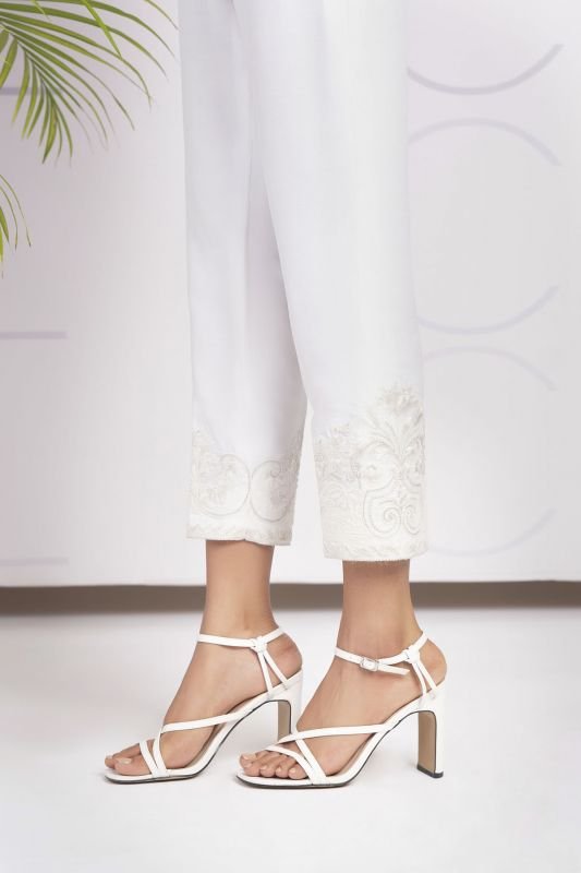 Embroidered Raw Silk Trouser
