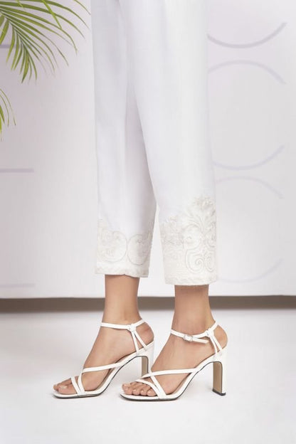 Embroidered Raw Silk Trouser