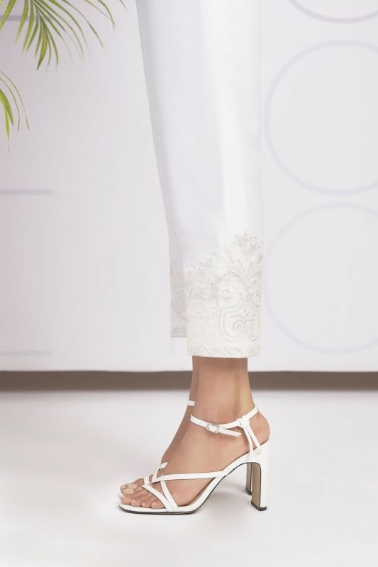 Embroidered Raw Silk Trouser
