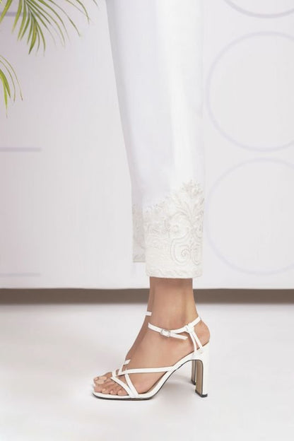Embroidered Raw Silk Trouser