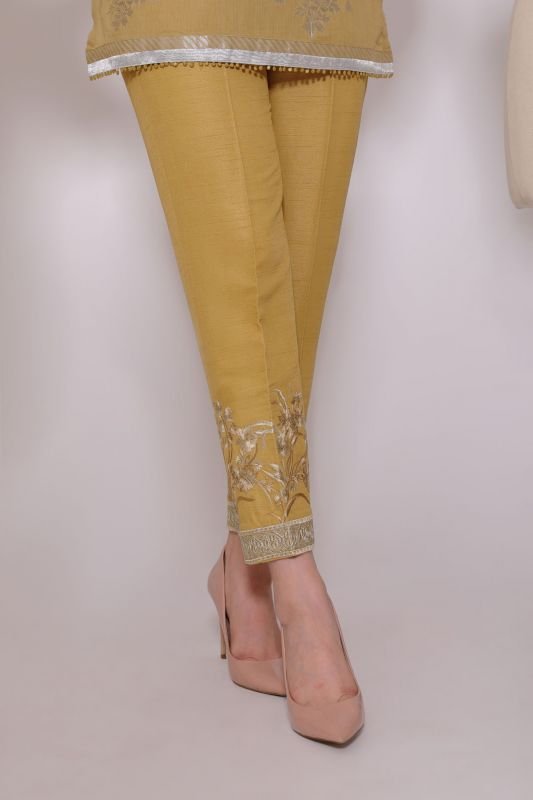 Embroidered Raw SIlk Trouser