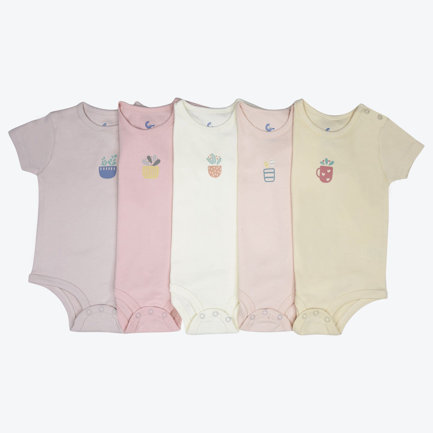 Cuddle & Cradle - Set of 5 baby bodysuits with beautiful flowers