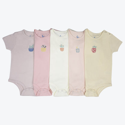 Cuddle & Cradle - Set of 5 baby bodysuits with beautiful flowers