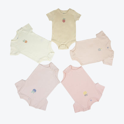 Cuddle & Cradle - Set of 5 baby bodysuits with beautiful flowers