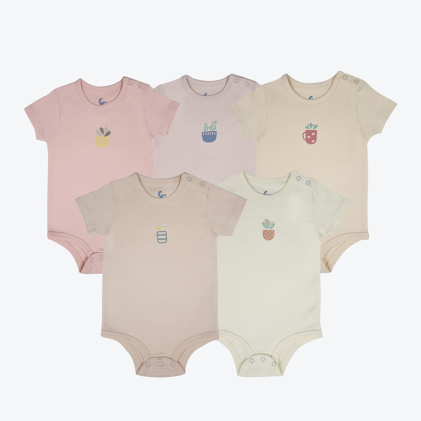 Cuddle & Cradle - Set of 5 baby bodysuits with beautiful flowers