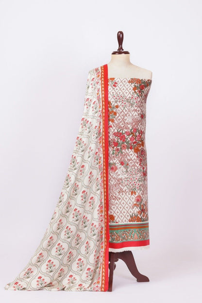 3 Pc Printed Cotail Viscose Suit With Cotail Viscose Dupatta