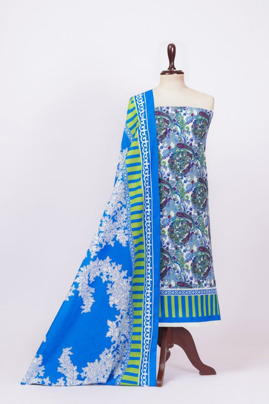 3 Pc Printed Khaddar Suit With Printed Khaddar Dupatta