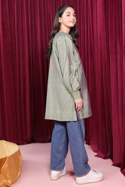 Dyed Embroidered Chambray Shirt