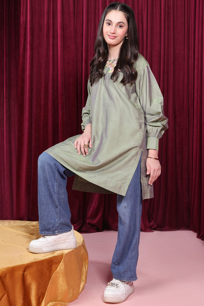 Dyed Embroidered Chambray Shirt