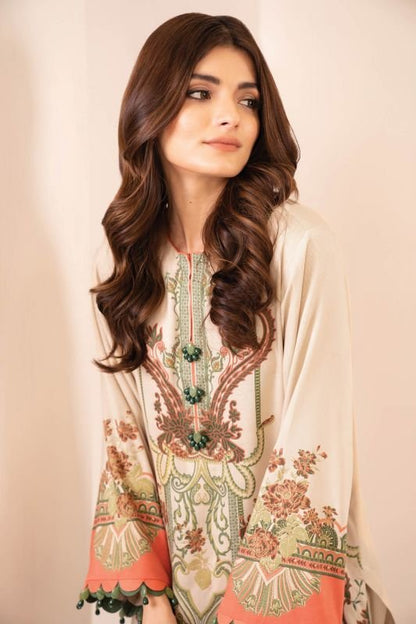 Two Piece Printed Twill Suit With Twill Viscose Trouser