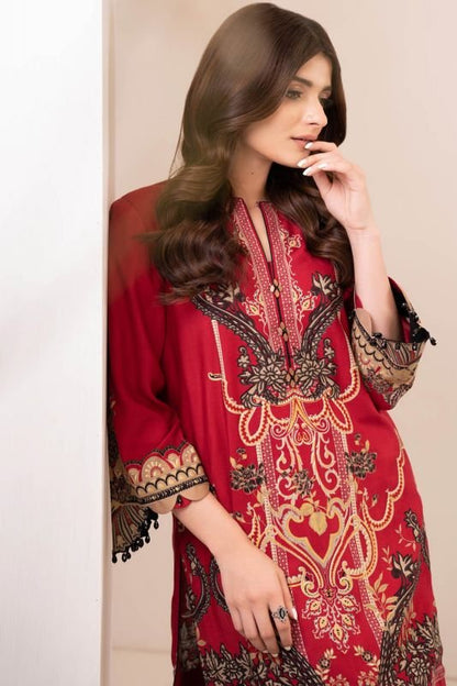 Two Piece Printed Twill Suit With Twill Viscose Trouser