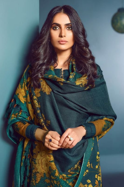 Three Piece Printed Khaddar Suit With Printed Shawl