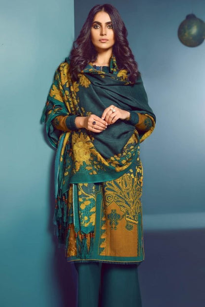 Three Piece Printed Khaddar Suit With Printed Shawl