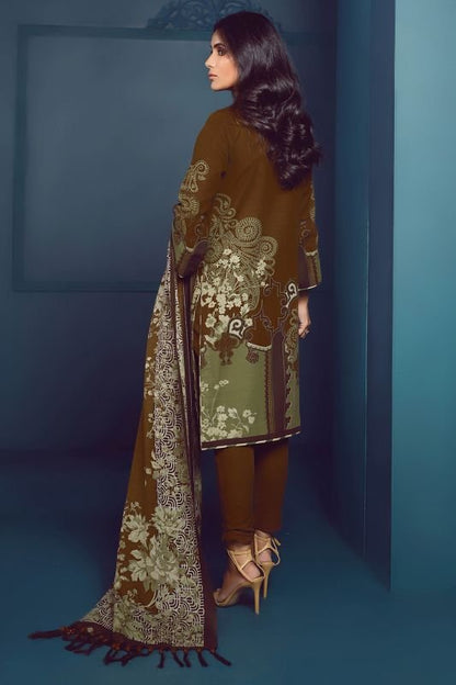 Three Piece Printed Khaddar Suit With Printed Shawl