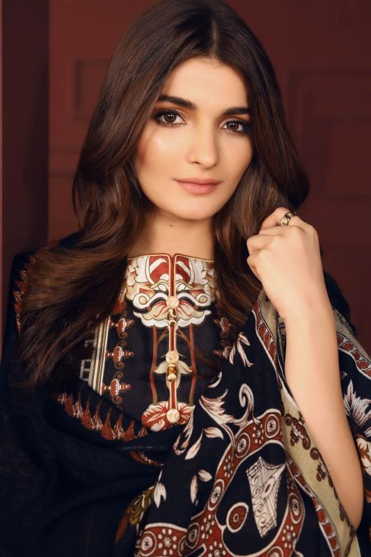 Three Piece Printed Twill Viscose Suit With Printed Shawl
