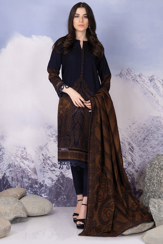 3 Pc Printed Khaddar Suit With Khaddar Dupatta