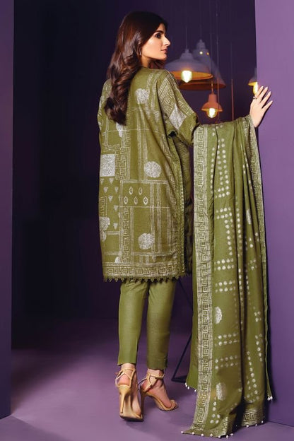 Three Piece Printed Karandi Suit With Printed Karandi Dupatta