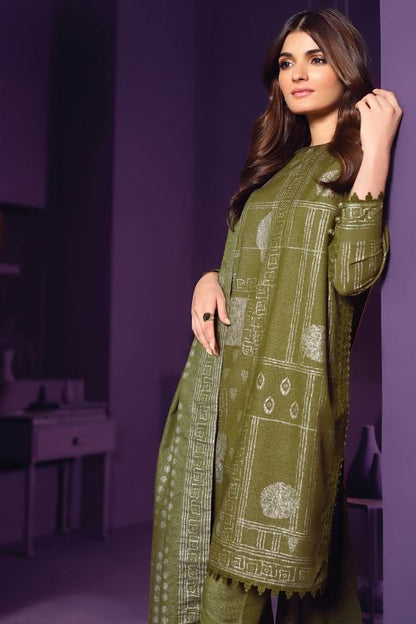 Three Piece Printed Karandi Suit With Printed Karandi Dupatta