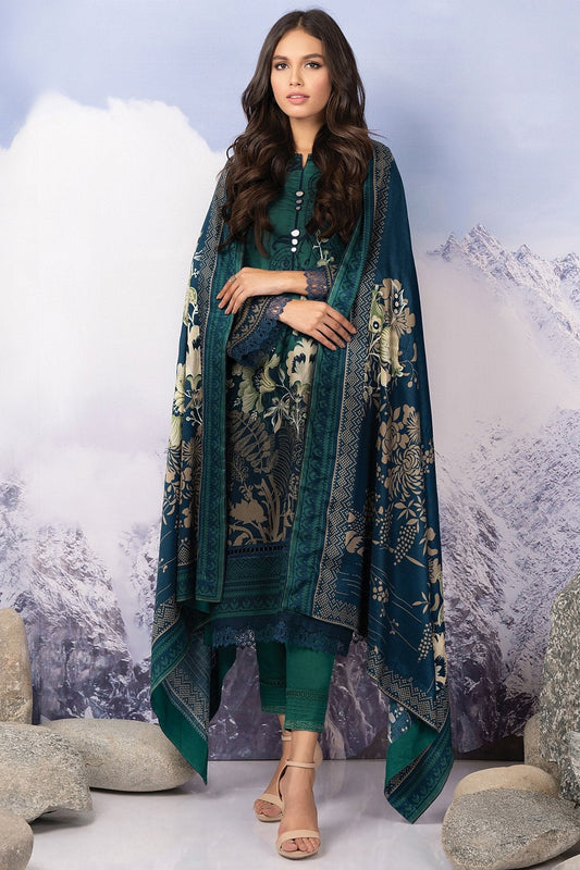 3 Pc Printed Twill Viscose Suit With Twill Viscose Dupatta