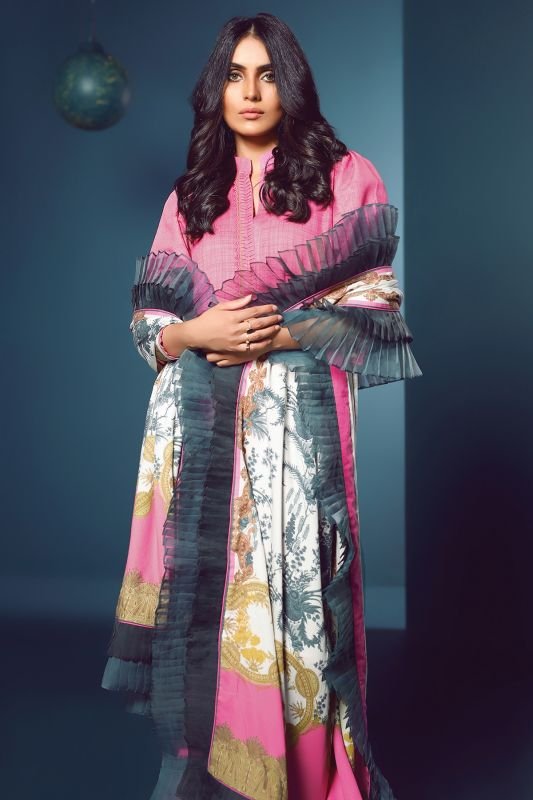 Three Piece Printed Cotail Suit With Printed Cotail Viscose Dupatta