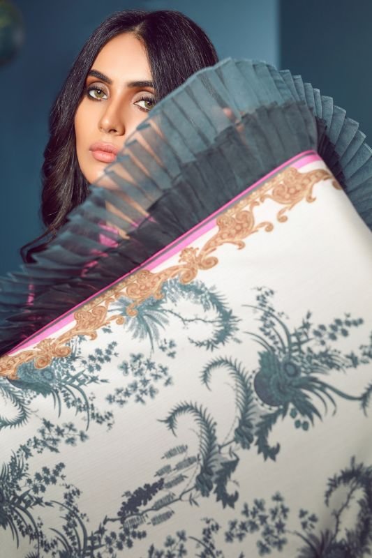 Three Piece Printed Cotail Suit With Printed Cotail Viscose Dupatta