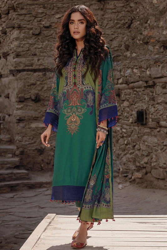 3 Pc Printed Twill Viscose Suit With Twill Viscose Dupatta