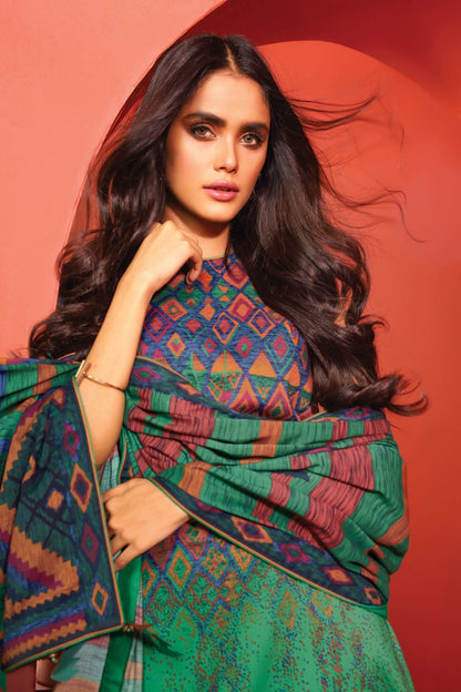 Alkaram - 3 Pc Printed Lawn Suit With Printed Dupatta