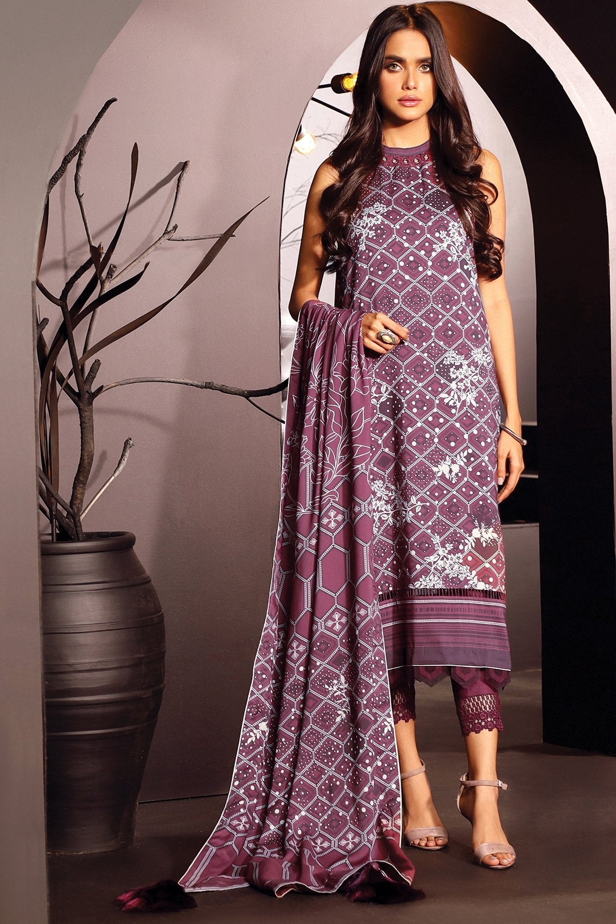 Alkaram - 3 Pc Printed Lawn Suit With Printed Dupatta