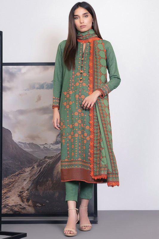 3 Pc Printed Karandi Suit With Karandi Dupatta